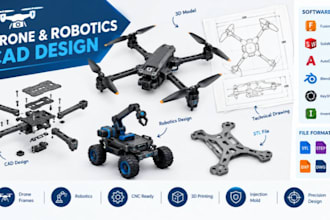 drone cad, uav blueprint, robotics stl prototype, frame drawing expert procad