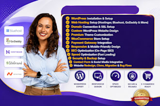 setup hostinger bluehost hostgator godaddy hosting, design wordpress website