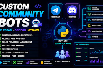 develop custom telegram and discord automation bots with python