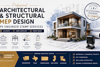 architectural and structural plan mep pe engineer stamp washington tx pa nj la