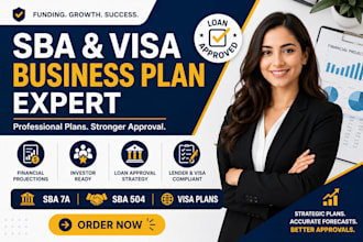 write visa sba 7a or 504 loan approved business plan with financial projections