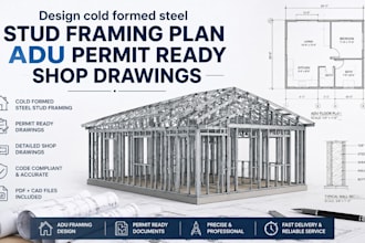 design cold formed steel stud framing plan adu permit ready shop drawings