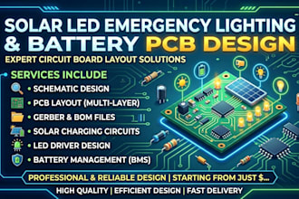 create solar led emergency lighting and battery pcb design