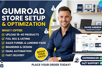 design optimize your gumroad store and upload digital product for more sales seo
