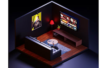 design stunning 3d isometric rooms, interiors and creative scenes in cinema 4d