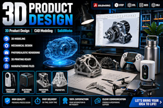 do 3d product design cad modeling and solidworks prototype design