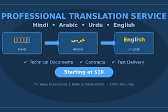 translate hindi arabic and english documents accurately