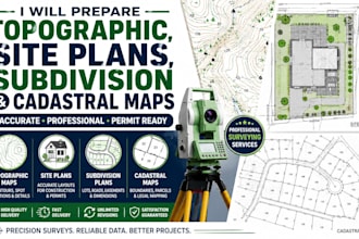 prepare topographic, site plans, subdivision and cadastral maps