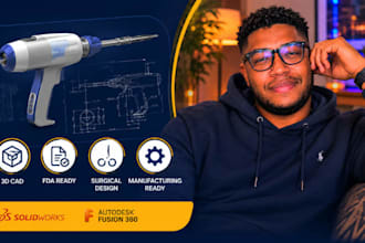 medical device cad, fda blueprint, surgical cad, solidworks fusion360 pro expert