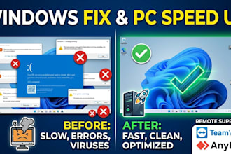 fix windows errors, remove viruses, and speed up your computer via teamviewer