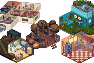 isometric pixel art, isometric pixel game assets, background, character, tileset