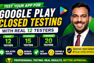 test your app for google play close testing with real 12 testers