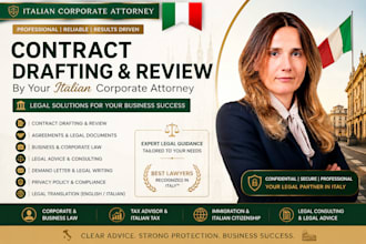 be your italian corporate attorney for contract drafting and review