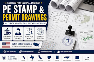do pe stamp, permit drawing, floor plan, mep design for city permit approval