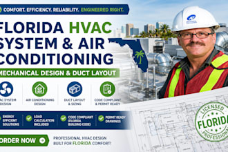 prepare florida mechanical hvac system, air conditioning design and duct layout