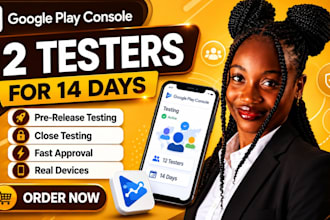 provide 12 testers for google play closed testing for 14 days 20 app testers