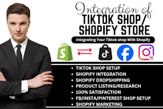 setup a niche tiktok shop, fb ig shop and meta pixel integration