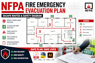 design fire emergency evacuation plan escape routes and fire safety diagram nfpa