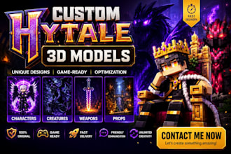create hytale 3d models minecraft blockbench hytale server plugin logo design