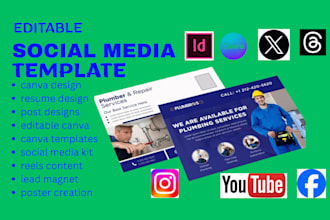 design social media editable template, poster creation, reels content, carousel