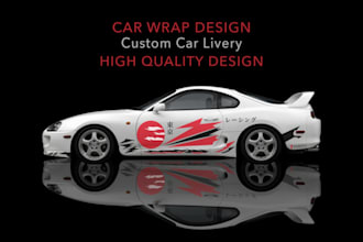 realistic car wrap and racing livery design