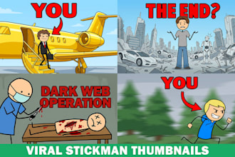 draw viral stickman cartoon youtube thumbnails
