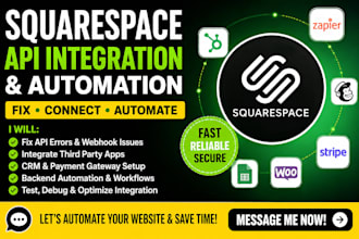 fix and integrate squarespace api, connect third party apps, backend automation