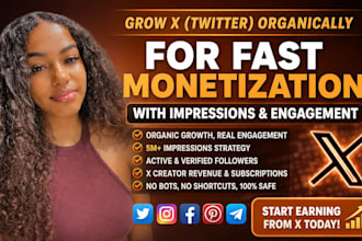 grow x twitter organically for fast monetization with impressions and engagement