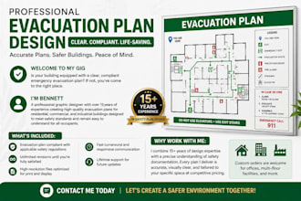 design fire emergency evacuation plan, map diagram