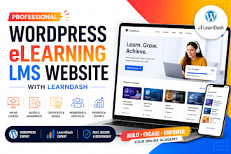 design wordpress elearning website, lms website using learndash