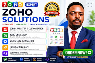 setup zoho crm zoho automation zoho one zoho form, campaign zoho flows, books