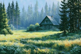 paint landscape in oil painting