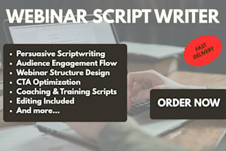 write a professional webinar script, presentation or training content