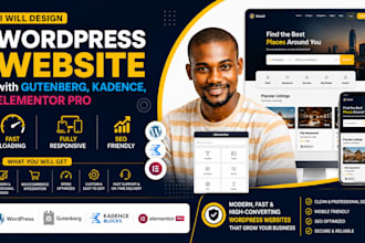 design wordpress website with gutenberg, kadence, elementor pro
