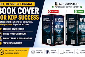 resize, fix and format your amazon KDP, ingram spark or lulu book cover