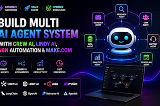 build multi ai agent system with crew ai, lindy ai, n8n automation and make com