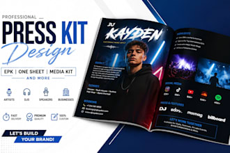 design press kit, media kit, epk design, dj press kit, author epk, one sheet epk