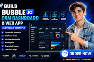 fix, build bubble io crm dashboard and web app as bubble io developer