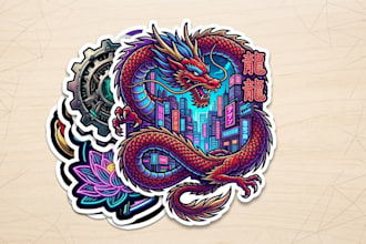 design custom die cut sticker, vinyl sticker and badge logo