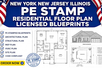 new york new jersey illinois pe stamp residential floor plan licensed blueprints