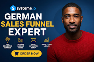 do converting germany systeme io, german landing page, systeme io sales funnel