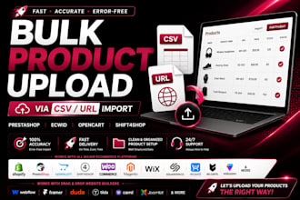 bulk product upload to prestashop shopify opencart shift4shop via csv url import