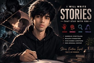 write an orignal, unique, horror, errotic, suspense and crime stories