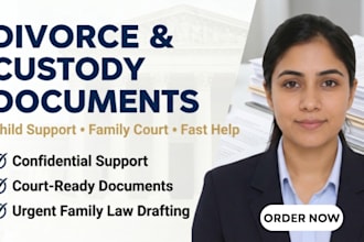 draft urgent divorce child custody and child support legal documents