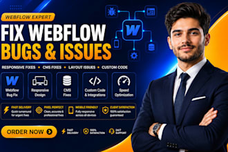 fix webflow bugs, responsive issues, cms errors and webflow design fast