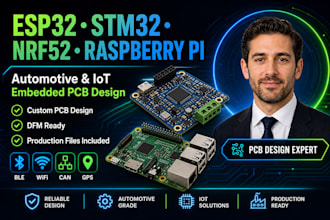 nrf52, stm32, esp32 raspberry pi pcb circuit for automotive iot embedded systems