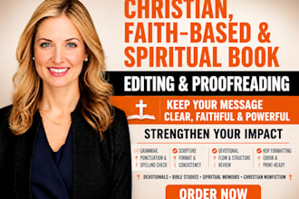 edit, proofread and format your christian, faith based or spiritual book