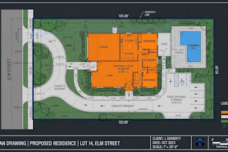 draw detailed civil site plans, plot plans and site layouts for city permits