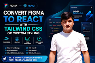 convert figma to react, next js with tailwind CSS and gsap animations