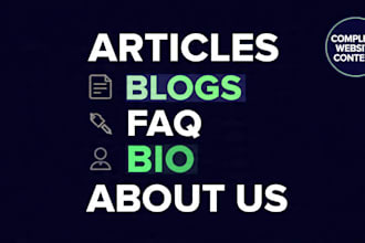 write faqs, about us and bio for your platforms and website